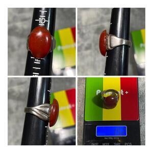 Vintage Joseph Esposito  Red Gemstone Ring  925 Sterling Silver Size 11.25 Espo